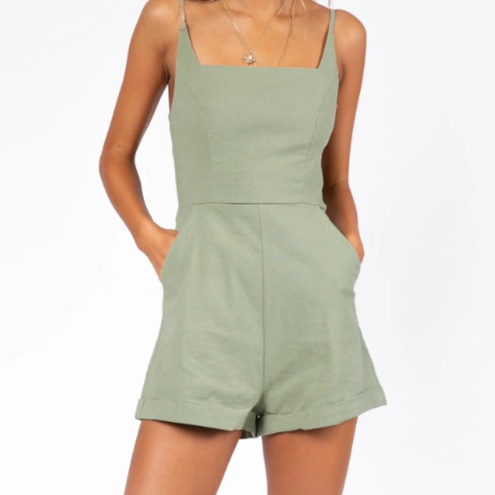 Princess Polly Green Broken Dreams Romper size 8